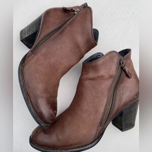 Paul Green Aubrey Ankle Boots Brown Leather Double Zip Size US 6.5